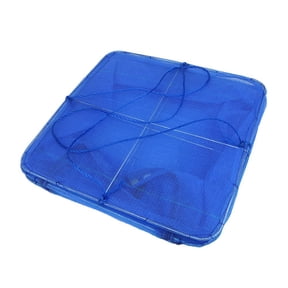 BIMZUC Foldable 4 Layers Hanging Dry Rack Net Zipper Opening Mesh Netting Blue for Fishing, Camping, Herbs and Veggies, 13.77 x 13.77 x 25.69 inches / 35 x 35 x 65 cm