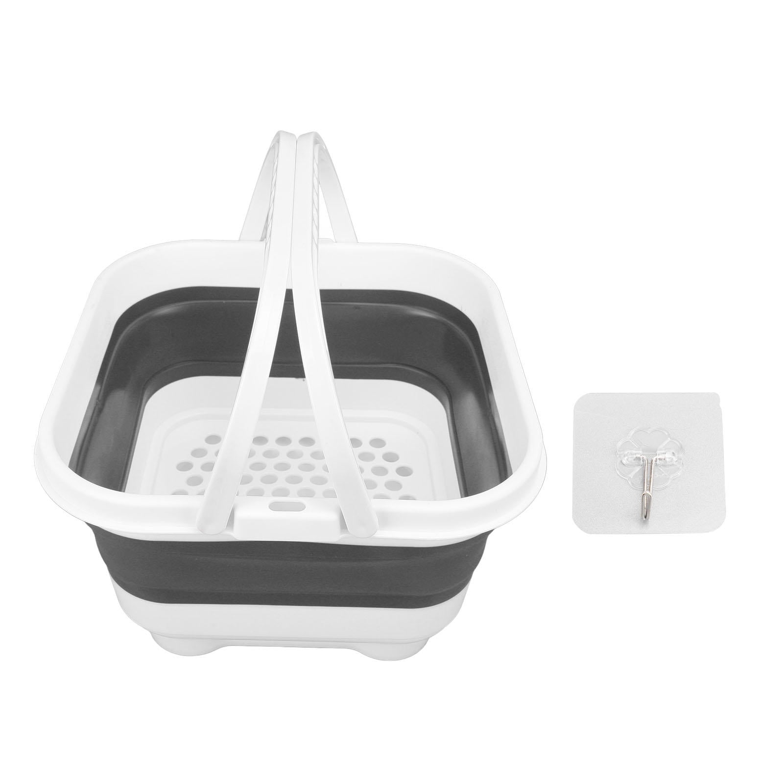 BIMZUC Foldable Bath Toy & Toiletry Storage Bin with Removable Base, Quick Drain, High Capacity, Cute Design – White/Black
