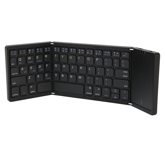 BIMZUC Foldable Bluetooth Keyboard with Touchpad Full Size Support 3 Devices Rechargeable Portable Wireless Folding Keyboard for Mac iOS Android Windows, Black