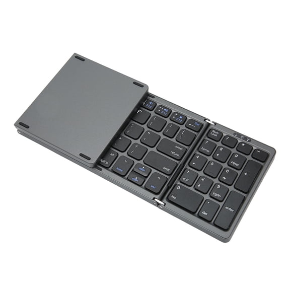 BIMZUC Foldable Bluetooth Keyboard with Numeric Keypad 81 Keys Scissor Foot Type C Rechargeable Wireless Keyboard 10 inches / 25.4 cm Black