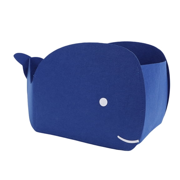 BIMZUC Foldable Felt Storage Bin Large Whale Shaped Toy Basket Box Organizer for Home Bedroom Closet, 14.6 inches / 37 cm, Blue