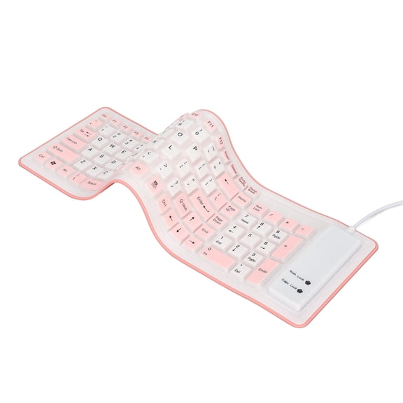 BIMZUC Foldable Silicone 103-Key USB Wired Keyboard, Waterproof Dustproof Silent Portable Roll-Up Keyboard for PC and Laptop, Ultra Slim Flexible Design for Travel, Pink (5.9 in / 15 cm)