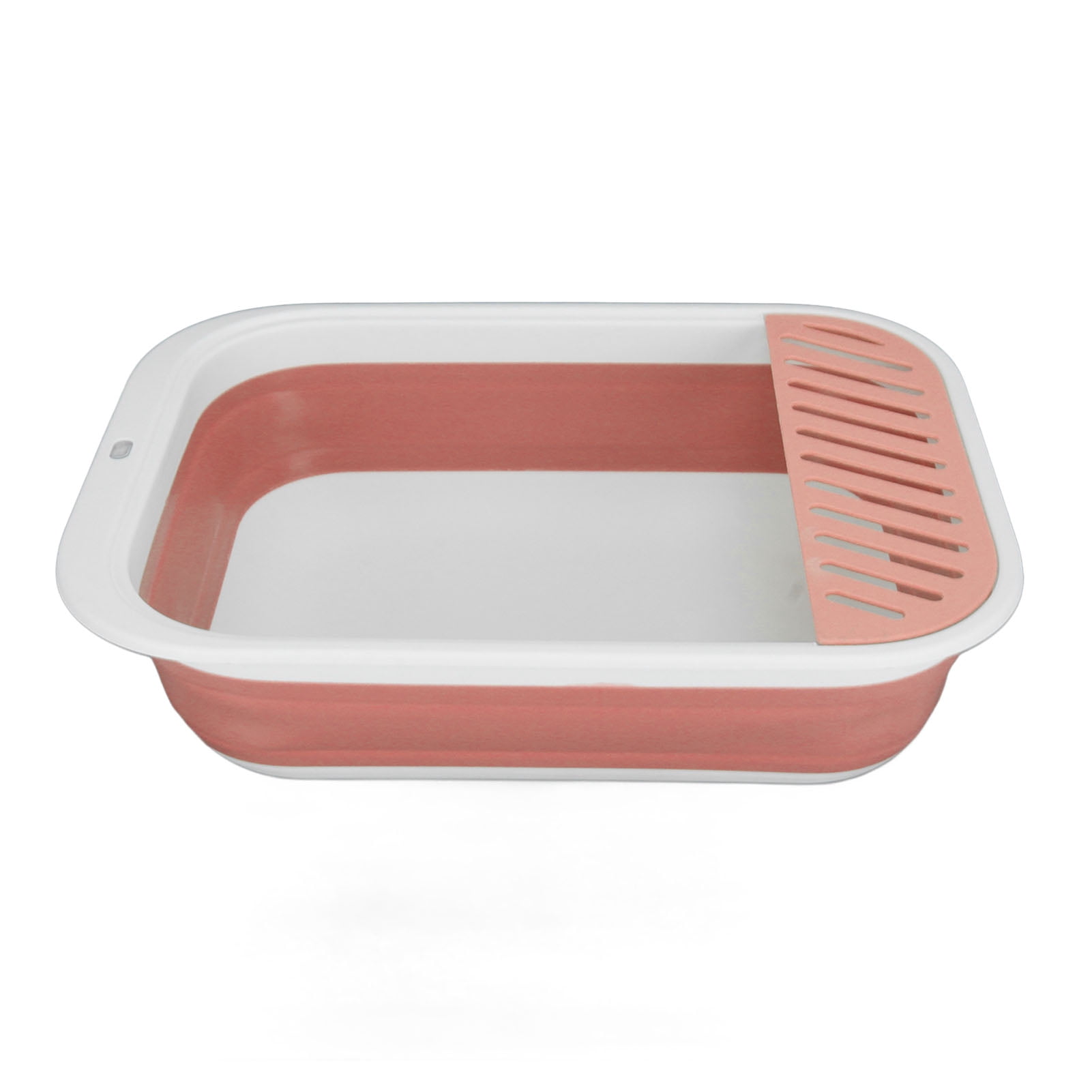 BIMZUC Folding Semi Enclosed Cat Litter Box with Scoop Splash Proof Kitten Toilet Bedpan, 18.1 inches / 46 cm Length, Portable Pet Potty Pan for Indoor Cats & Small Pets, Pink