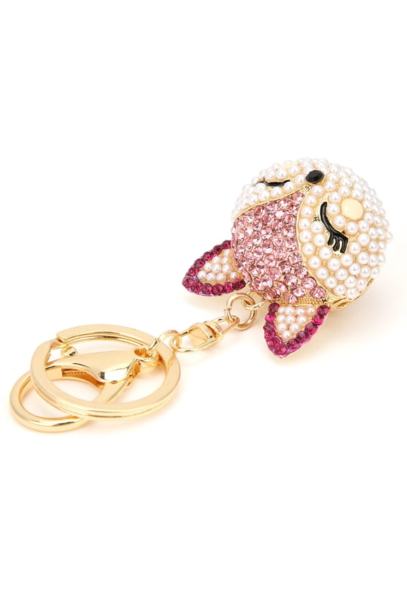 Fox Head Key Ring Pink Rhinestone Decorative Environmental Protective Electroplated Key Chain for Women Girls Car Keys Bag Pendant Accessories Premium Fashionable Gift Item