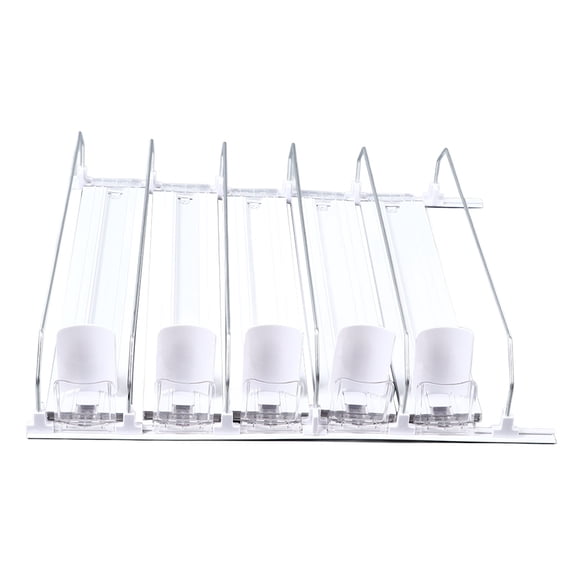 BIMZUC Fridge Drink Organizer, Spring Loaded Soda Can Dispenser for Beer and Beverages, Adjustable Pusher Slider, 16.54 inches / 42 cm, White