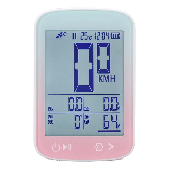BIMZUC GPS Bike Computer Wireless Speedometer 2.4" High Clear LCD Display, 5-Star Positioning System BeiDou GLONASS Galileo, IPX6 Waterproof Rechargeable Cycling Odometer for All Bicycles, Pink