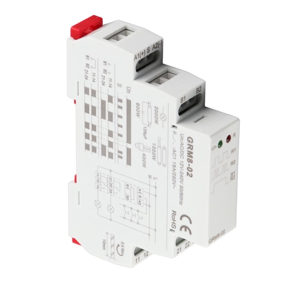 BIMZUC GRM8-02 Electronic Impulse Latching Relay Memory Relay AC/DC 12-240V DIN Rail Mount 16A for Household and Industrial Multi-Point Control Systems (3.54 inches / 90 mm Length)