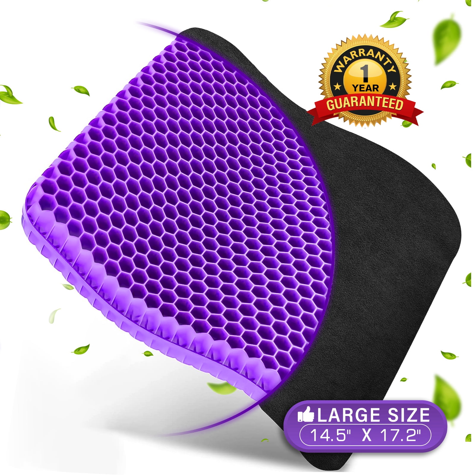 Gel Seat Cushion, Office Seat Cushion Chair Pads for Office, Home, Car,  Wheelchair, Long Trips - Extra Thick Gel Cushion for Pressure Sores,  Tailbone, Back, Sciatica Pain Relief (Extra Thick, Violet) 