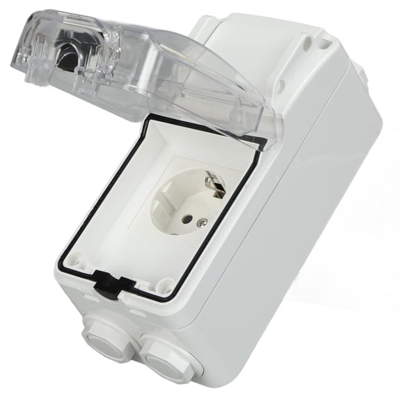BIMZUC German Waterproof Outlet IP66 Weatherproof In Use Socket Toggle Switch for Garden 250V 16A[cite: 1]