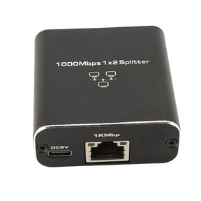 BIMZUC Gigabit Splitter 1000Mbps 1 in 2 Out RJ45 Port Aluminum Alloy Network Switch Adapter for PC Laptop Router (5.12 inches / 13 cm)[cite: 1]