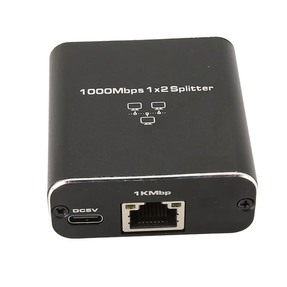 BIMZUC Gigabit Splitter 1000Mbps 1 in 2 Out RJ45 Port Aluminum Alloy Network Switch Adapter for PC Laptop Router (5.12 inches / 13 cm)[cite: 1]