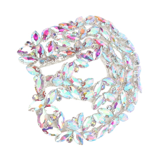 BIMZUC Glass Claw Chain High Hardness Single Row Rhinestone Trim Strips for Clothing Shoes Jewelry Accessories Sewing Crafts DIY Decoration 1 Yard (36 inches / 91.4 cm) - AB Color