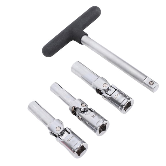BIMZUC Glow Plug Socket Tool Set 3/8in Dr T Bar 8mm 10mm 12mm Broken Glow Plug Removal Tool For Automotive Repair Engine Mechanic Maintenance 8.27 in / 21 cm