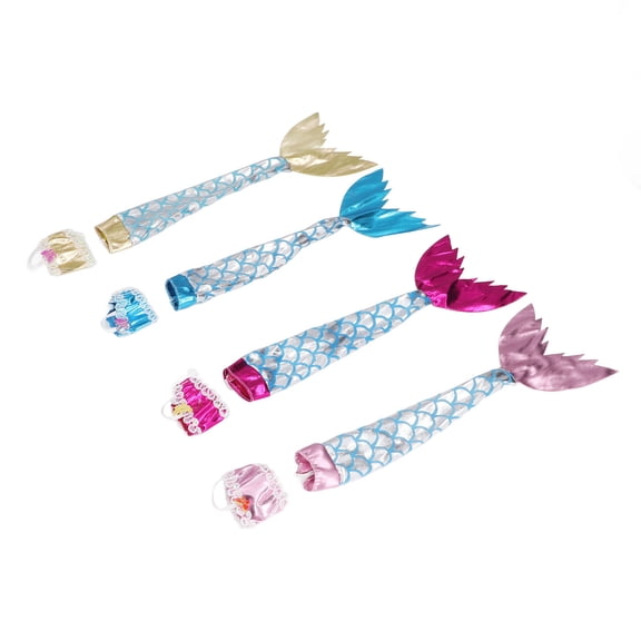 BIMZUC Gorgeous Doll Mermaid Dress Sparkly Fashion Princess Mermaid Tail Dress with Crowns Necklaces Glasses and Accessories Set for 1:12 Miniature Dollhouse Clothes (11 inches / 28.0 cm)