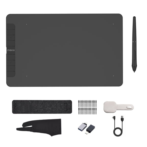 BIMZUC Graphics Drawing Tablet 10x6 Inches (25.4x15.2 cm) Active Area 8192 Pressure Levels Battery-Free Stylus 8 Shortcut Keys for PC Mac Android Black