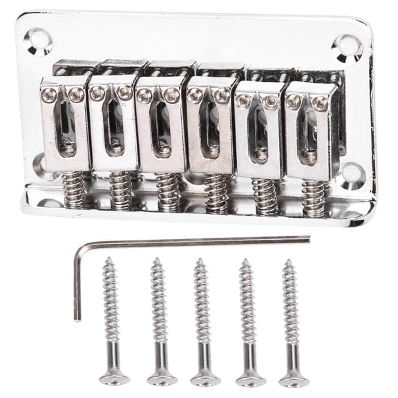 BIMZUC Guitar Bridge Replacement Parts for Children, Durable Metal Standard Structure with 5 Screws and 1 Wrench, 78mm (3.1 in), Silver