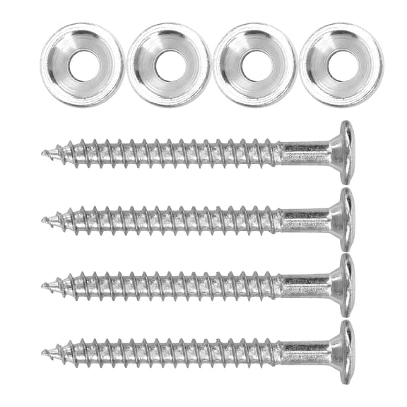 BIMZUC Guitar Neck Joint Bushing Set Metal Ferrule Bolt with Screws for Electric Bass Guitar Replacement Parts, Heavy Duty Stainless Steel Neck Fixing Screws Kit, Silver (4 Sets / 4 Pcs)