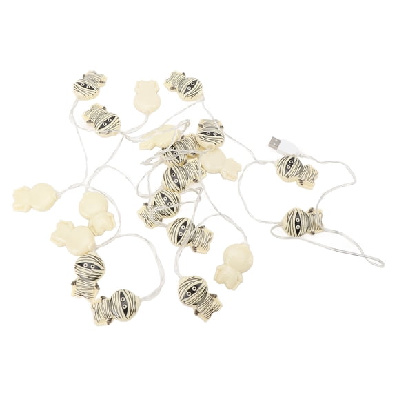 BIMZUC All Hallows Day String Lights Outdoor Plug in Waterproof USB Powered 20 LED Mummy Home Party Decor Festive Holiday Lighting for Patio Garden Yard Decorations 6.3 inches / 16 cm Length