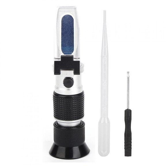 BIMZUC Handheld Brix Refractometer Concentration Meter 0-90% Sugar Tester with Automatic Temperature Compensation ATC Aluminum Body Dual Scale Professional Measurement Tool Includes Dropper and Cloth