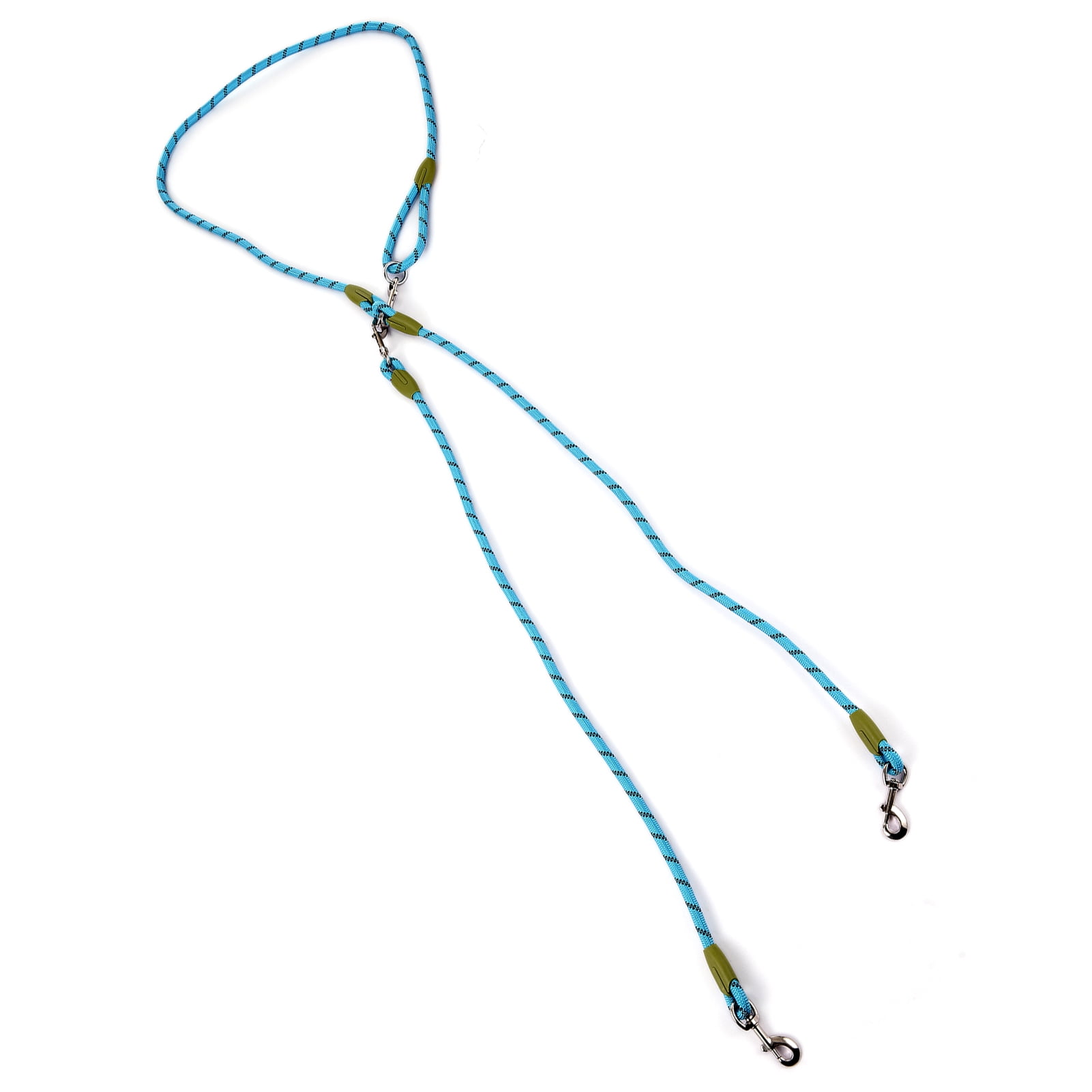 BIMZUC Hands-Free Dog Leash Nylon Training Walking Crossbody Pet Leash with Reflective Stitching Adjustable for Small Medium Large Dogs, Blue Color, Double Dog Leash Version