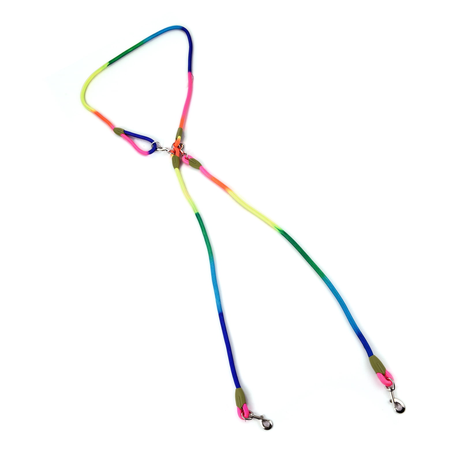 BIMZUC Hands-Free Dog Leash Nylon Training Walking Crossbody Pet Leash with Reflective Stitching Adjustable for Small Medium Large Dogs, Multicolor Edition, Double Dog Leash Version
