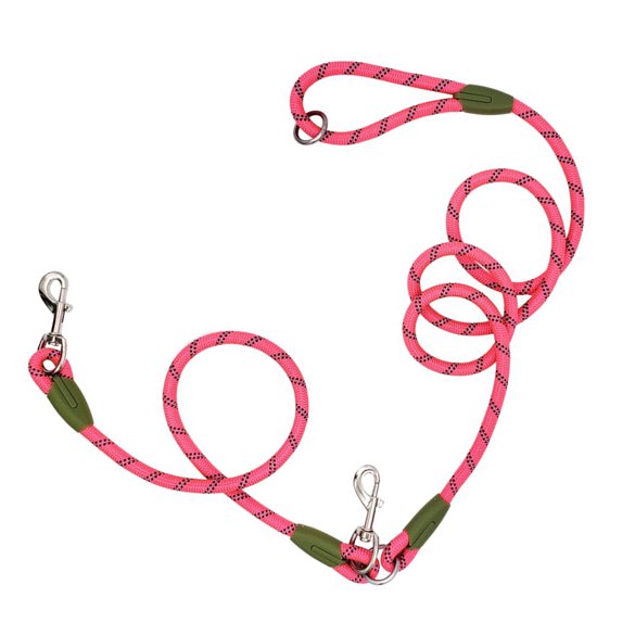 BIMZUC Hands-Free Dog Leash Nylon Training Walking Crossbody Pet Leash with Reflective Stitching Adjustable for Small Medium Large Dogs, Pink Color, Single Dog Leash Version