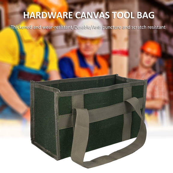 BIMZUC Heavy-Duty Canvas Tool Bag Wear-Resistant Maintenance Storage Tote Multifunctional Portable Organizer Large Capacity for Electricians Green Size 084-1 (11.42 in / 29 cm)