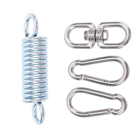 BIMZUC Heavy Duty Hammock Hanging Kit with 360 Degree Rotating Hook and Spring for Porch Swing (15 inches / 38.1 cm)