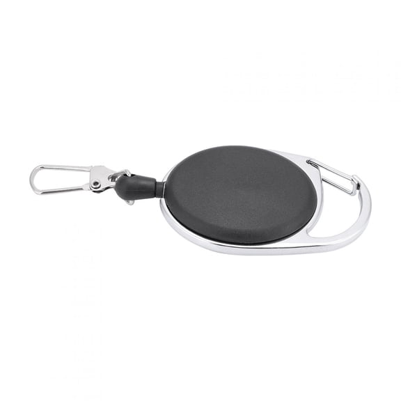 BIMZUC Heavy Duty Retractable Keychain Carabiner Anti-Theft Badge Holder with Steel Wire, Black