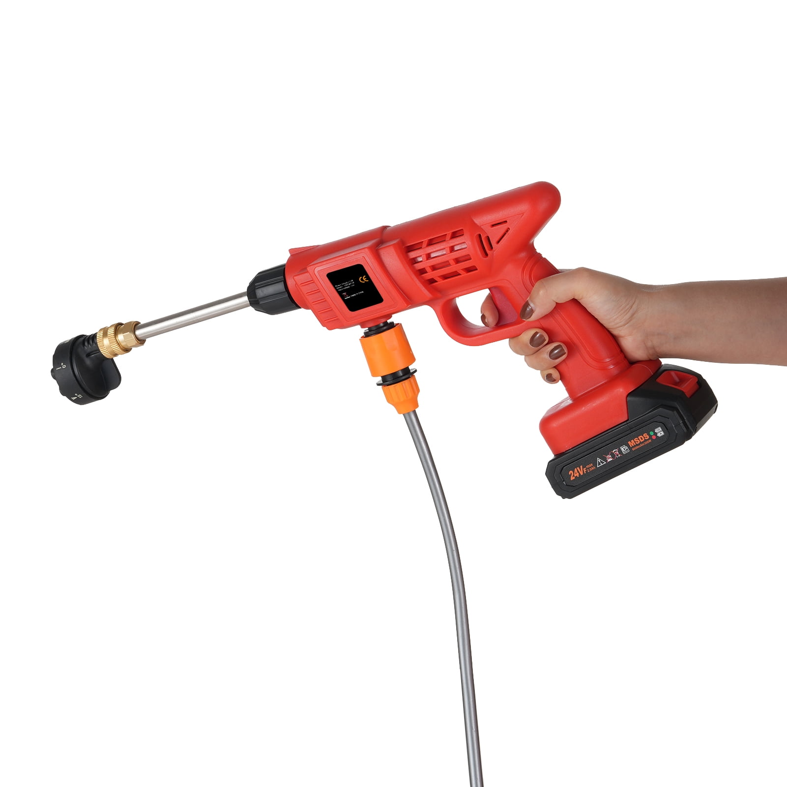 BIMZUC High Power 300W Cordless Washer Machine 24V UK Plug with 2 Batteries, 6-in-1 Nozzle Handheld Pressure Cleaner for Home and Car 10.24 inches / 26 cm