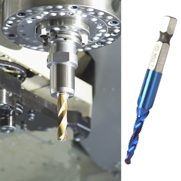 BIMZUC High Speed Steel Plated Blue 6.35mm Hex Shank Tap Drill Bit HSS Compound Tap M4