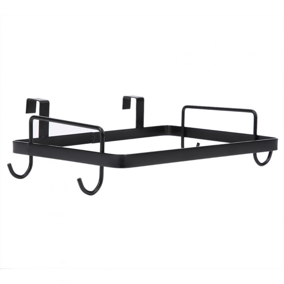 BIMZUC Household Hanging Iron Garbage Bag Rack, Over-Cabinet Stand Bracket Trash Storage Holder Kitchen Accessory, Black (10.2 in / 25.9 cm)