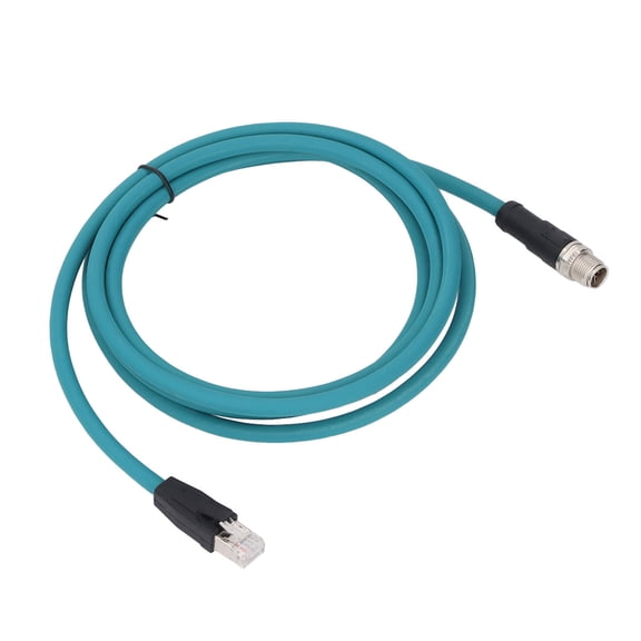 BIMZUC Industrial Ethernet Cable M12 8Pin X Code Straight Connector to RJ45 Male Adapter Cord CAT6A Water Blue Network Wire Waterproof 6.56 ft / 2 m