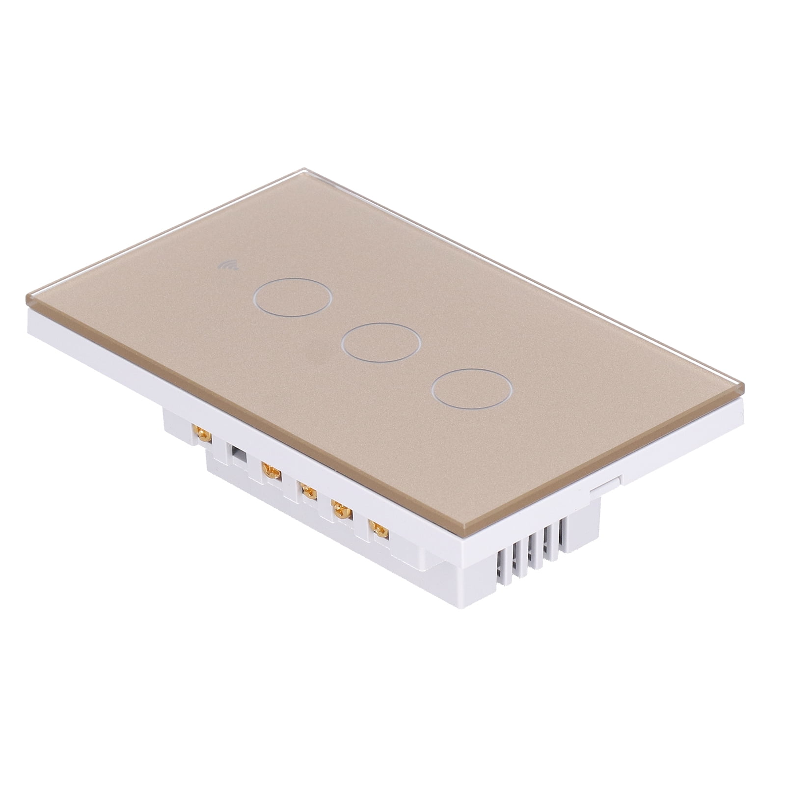 BIMZUC Intelligent Light Touch Switch Remote Control 3 Gang American Type Zigbee Home Automation Wall Switch Panel 100-240V Gold (15 cm / 5.91 inches)