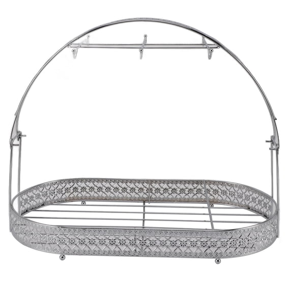 BIMZUC Iron Mug Holder Stand with 6 Hooks & Basket – Durable Coffee Cup & Dish Organizer for Kitchen, Office, Restaurant