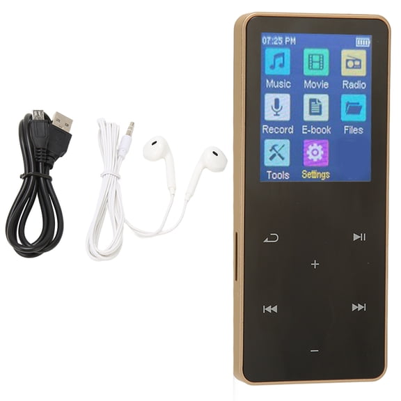 BIMZUC JS-04 MP3 MP4 Player 1.8-inch Touch Screen Bluetooth 5.0 HiFi Lossless Compact Portable Music Player for Sports with Built-in Speaker Voice Recorder E-Book 128GB Expansion - Gold