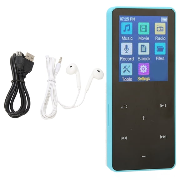 BIMZUC JS-04 MP3 MP4 Player 1.8-inch Touch Screen Bluetooth 5.0 HiFi Lossless Lightweight Portable Music Player for Sports Built-in Speaker Voice Recorder E-Book 128GB Expandable - Blue