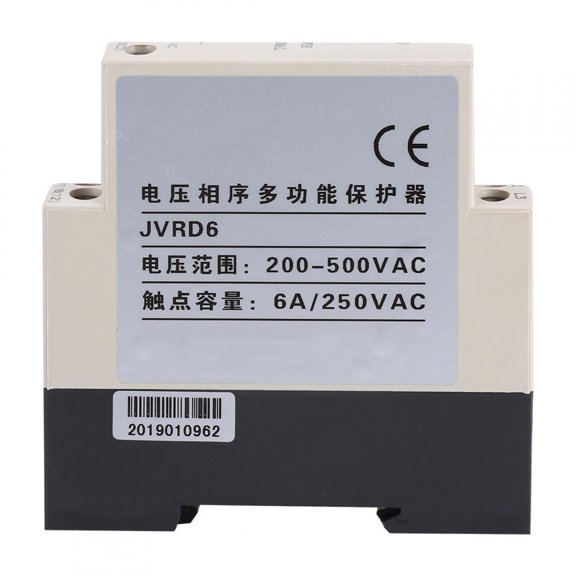 BIMZUC JVRD6 Phase Sequence Protection Relay Monitoring Voltage Control Device 3-Phase Phase Loss Monitor Modular Construction for Pumps Motors 200-500VAC 6A