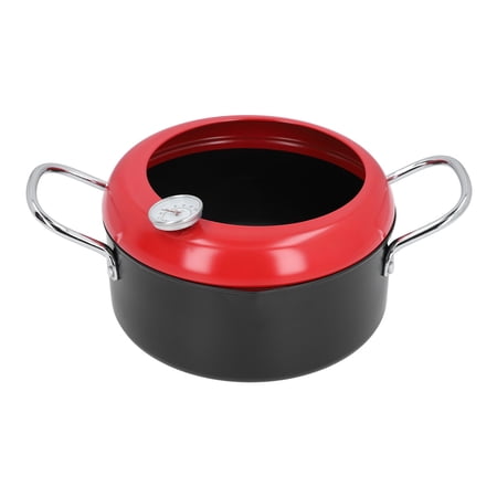 BIMZUC Japanese Tempura Fry Pot – Double Handles, Iron, Built-In Oil Temperature Gauge, Spill-Free Design, Versatile Cooking