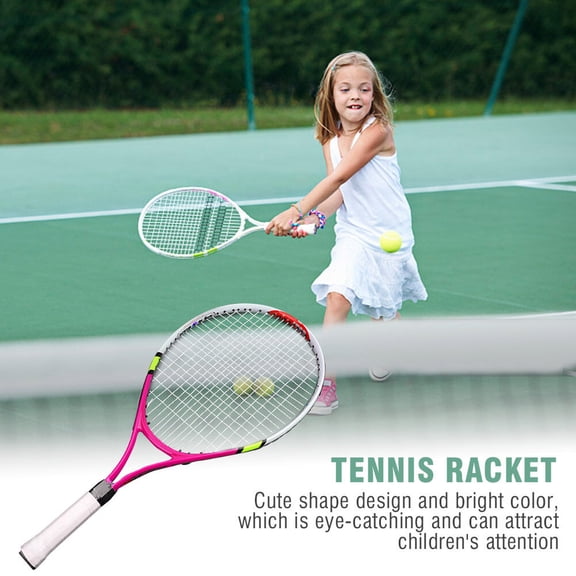 BIMZUC Junior Tennis Racquet Durable AirLite Alloy Racket for Kids Training Practice, Rose Red (23.6 inches / 60 cm)