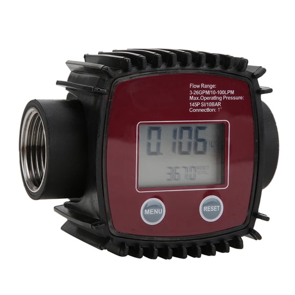 BIMZUC K25 1in Female Thread Flowmeter Digital Display Water Liquid Flow Sensor 10-100L/MIN Accurate Measurement Tool for Oil Chemicals Gasoline Red