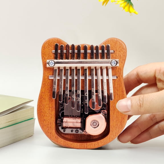 BIMZUC Kalimba Mini Thumb Piano 10 Keys Portable Musical Instrument Cartoon Cute Kalimba Thumb Piano Music Box Gift for Adult Beginners Interesting Party Travel Sapele Wood Instrument Little Bear