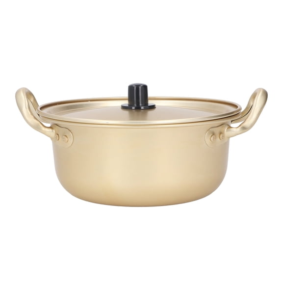 BIMZUC Korean Ramen Pot 7.1 inches / 18 cm Lightweight Aluminum Noodle Pan with Lid Good Thermal Conductivity Portable Fast Heating Soup Stockpot for Home Camping Cookware
