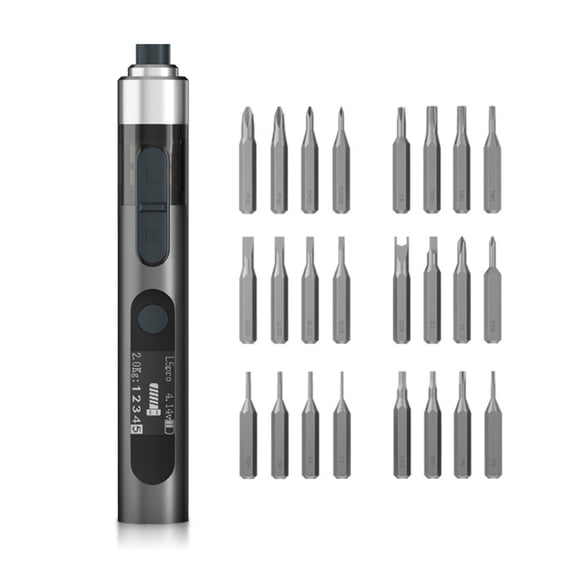 BIMZUC L5 Pro Smart Electric Screwdriver Set with 24 Precision Magnetic Bits, Heavy Duty Cordless Power Repair Tool with 5 Torque Settings for Smart Devices and Laptop Realignment (4.21 In / 10.7 cm)