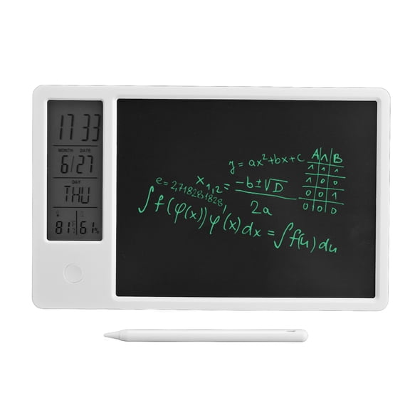 BIMZUC LCD Writing Tablet 10 Inches / 25.4 cm Rechargeable Electronic Doodle Board with Digital Clock Calendar Notepad for Office Business Home Desk Decor White