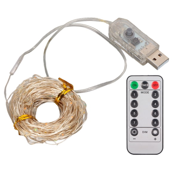 BIMZUC LED String Lights 10 Meters / 32.8 Feet 100 LED Fairy Lights with Remote 8 Modes USB Powered Waterproof Curtain String Lights for Bedroom Decor