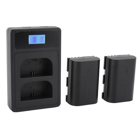 BIMZUC LP-E6 LP-E6N Replacement Camera Battery 2750mAh Power Pack with Dual Bay Charger Base Compatible with R5 R6 90D 60D 5D 7D Mark II
