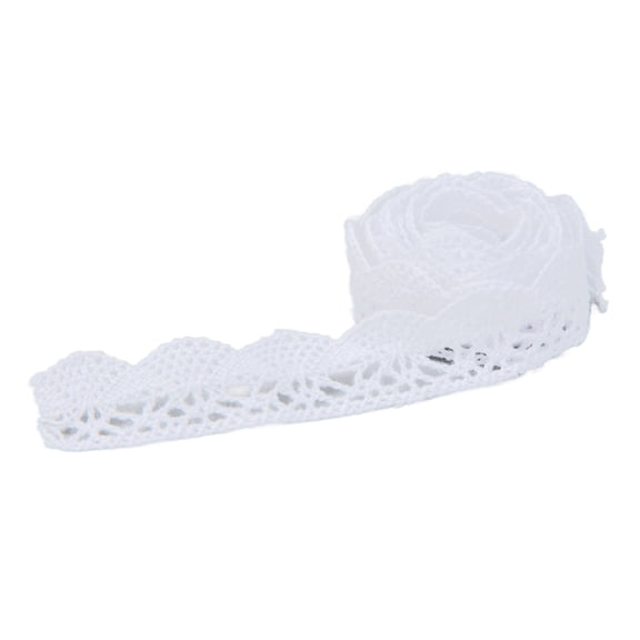 BIMZUC Lace Ribbon DIY Cotton Net 0.8 inches / 2 cm Width 20 Yards Elegant Fabric Trim for Curtain Clothes Tablecloth Gift Package Premium Sewing Embellishment Craft Accessory, White