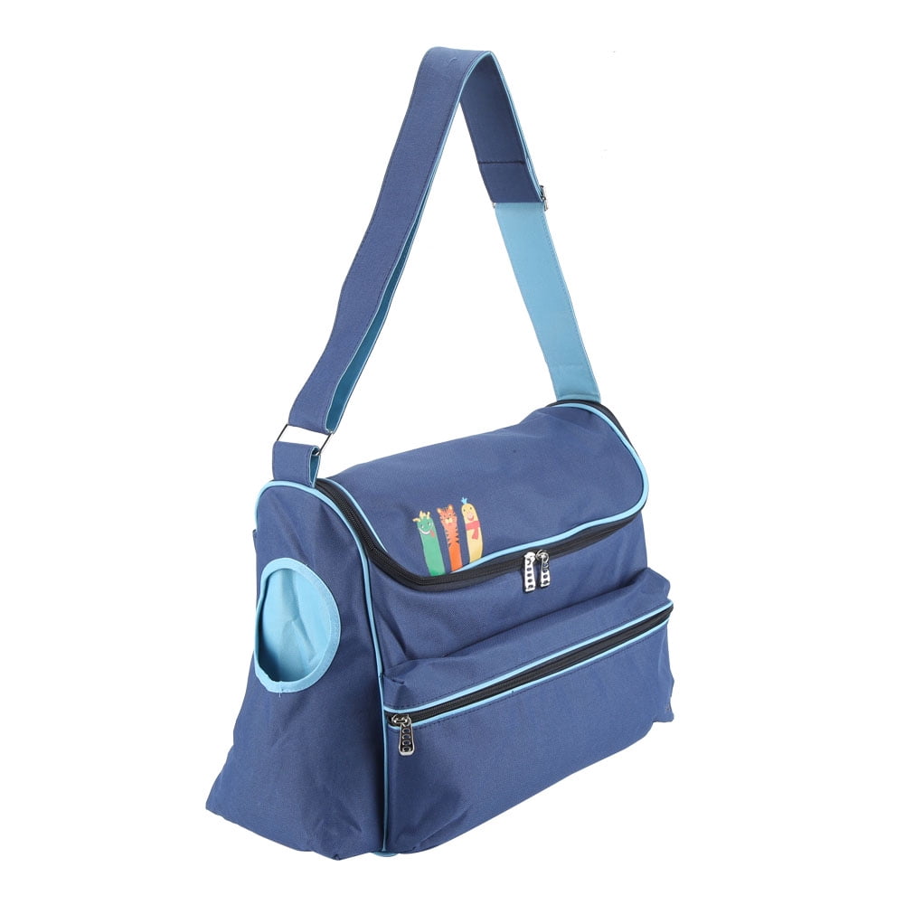 BIMZUC Large Capacity Baby Stroller Organizer Hanging Storage Bag with Insulated Cup Holder, Waterproof Diaper Bag Stroller Accessory, Navy Blue (16.5 inches / 42 cm)