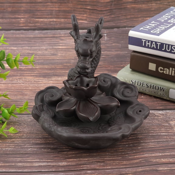 BIMZUC Large Dragon Smoke Backflow Incense Burner Ceramic Censer for Zen Decor 5.71 inches / 14.5 cm